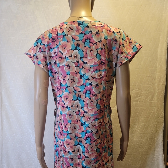 Pink & Blue Floral Midi Dress - Picture 5 of 10